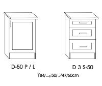 MDF Dolná skrinka D-50 P/L