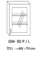 MDF Horná skrinka-zasklená GW-50 P/L