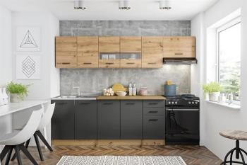 Kuchynská linka Perla 260 dub artisan/tmavosivá