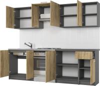 Kuchynská linka Daria 240 antracit + dub craft 2